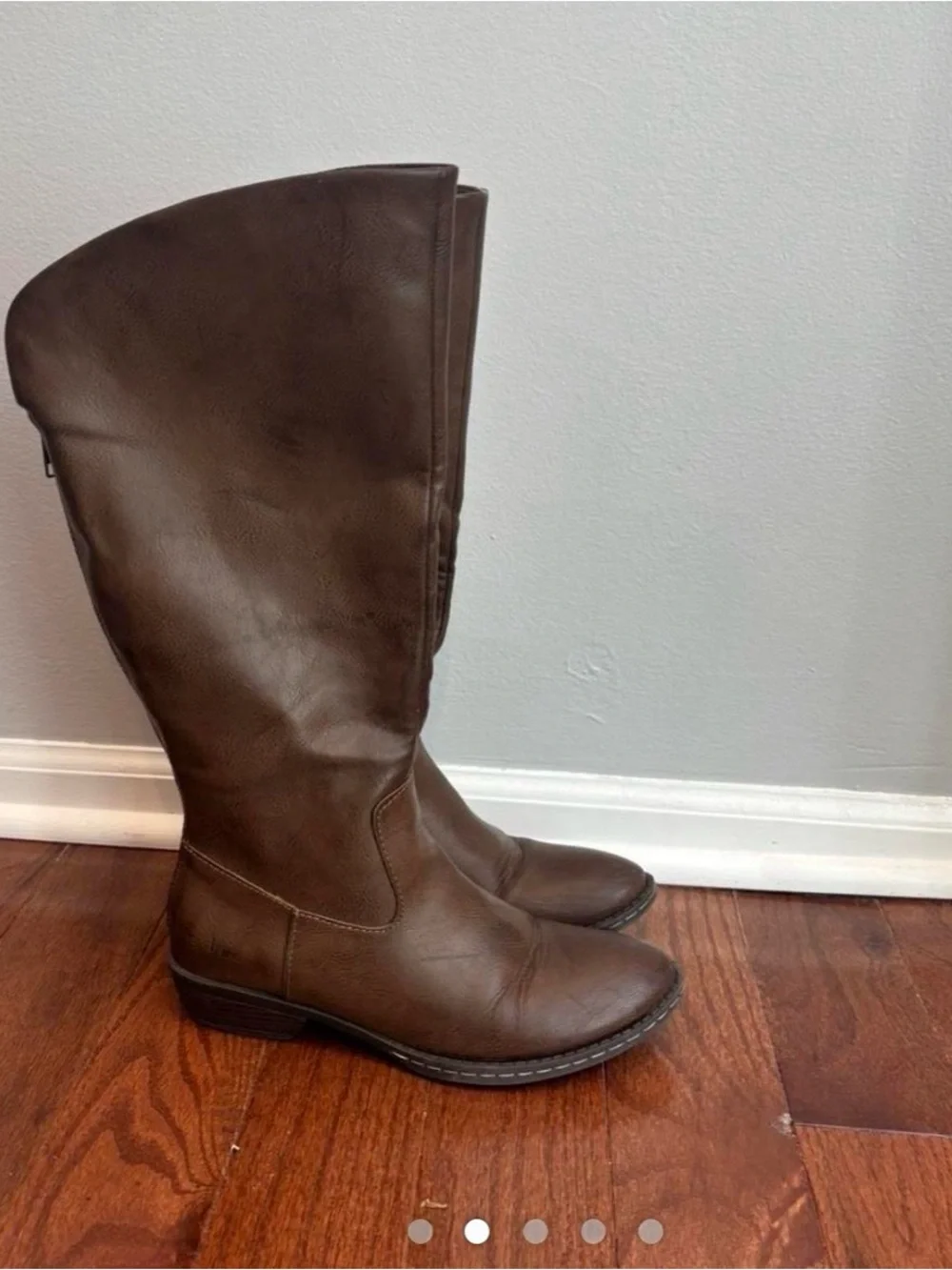 Classic Tall Brown Leather Riding Boots - Women's